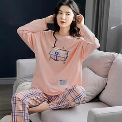 Pink full sleeves printed design night suit fabric cotton jarsy